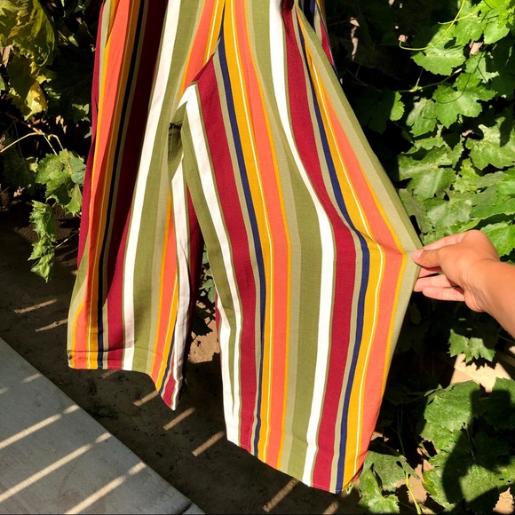 Striped NWOT Crystal Doll wide-leg jumpsuit - Picture 2 of 16